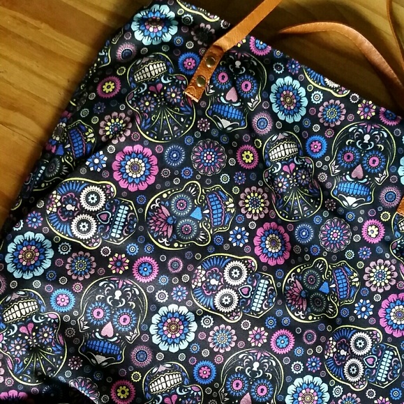 HP!* Floral Sugar Skulls Vinyl Tote - Picture 7 of 7